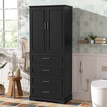 MLNshops 72 inch bathroom cabinet MDF steel Black 4-Drawer