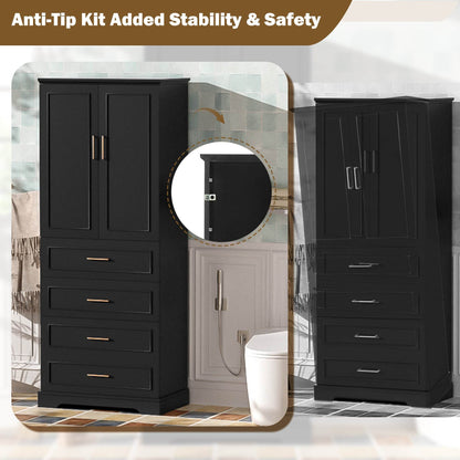 MLNshops 72 inch bathroom cabinet MDF steel Black 4-Drawer