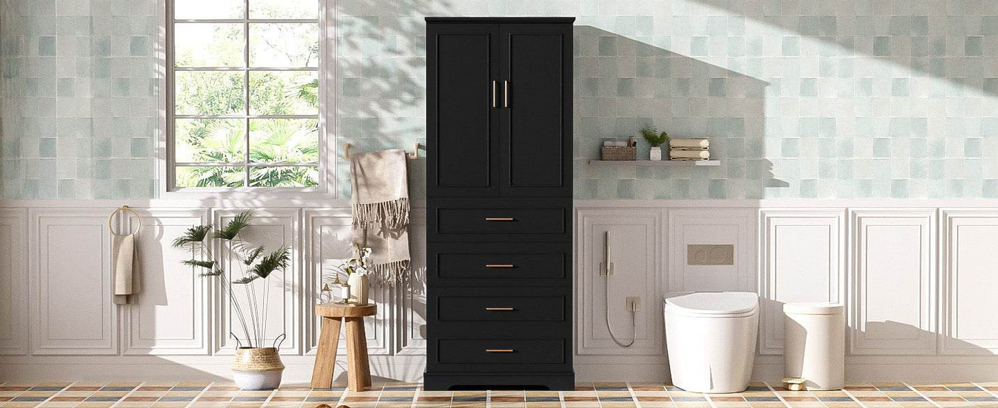 MLNshops 72 inch bathroom cabinet MDF steel Black 4-Drawer