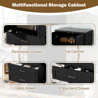 MLNshops 72 inch bathroom cabinet MDF steel Black 4-Drawer