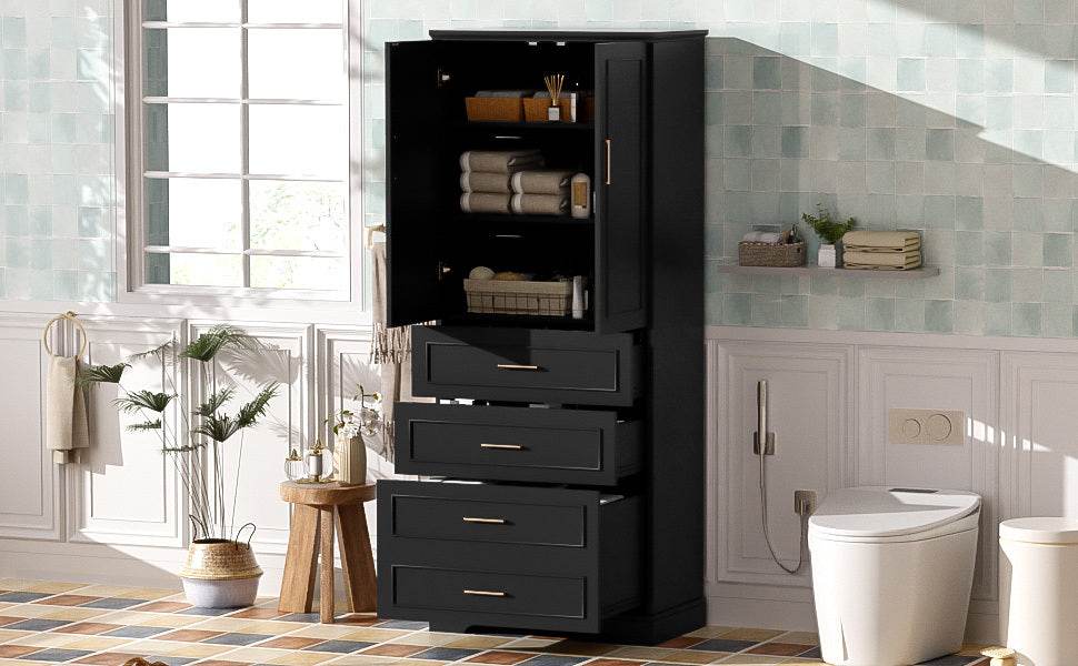 MLNshops 72 inch bathroom cabinet MDF steel Black 4-Drawer