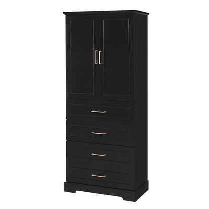 MLNshops 72 inch bathroom cabinet MDF steel Black 4-Drawer