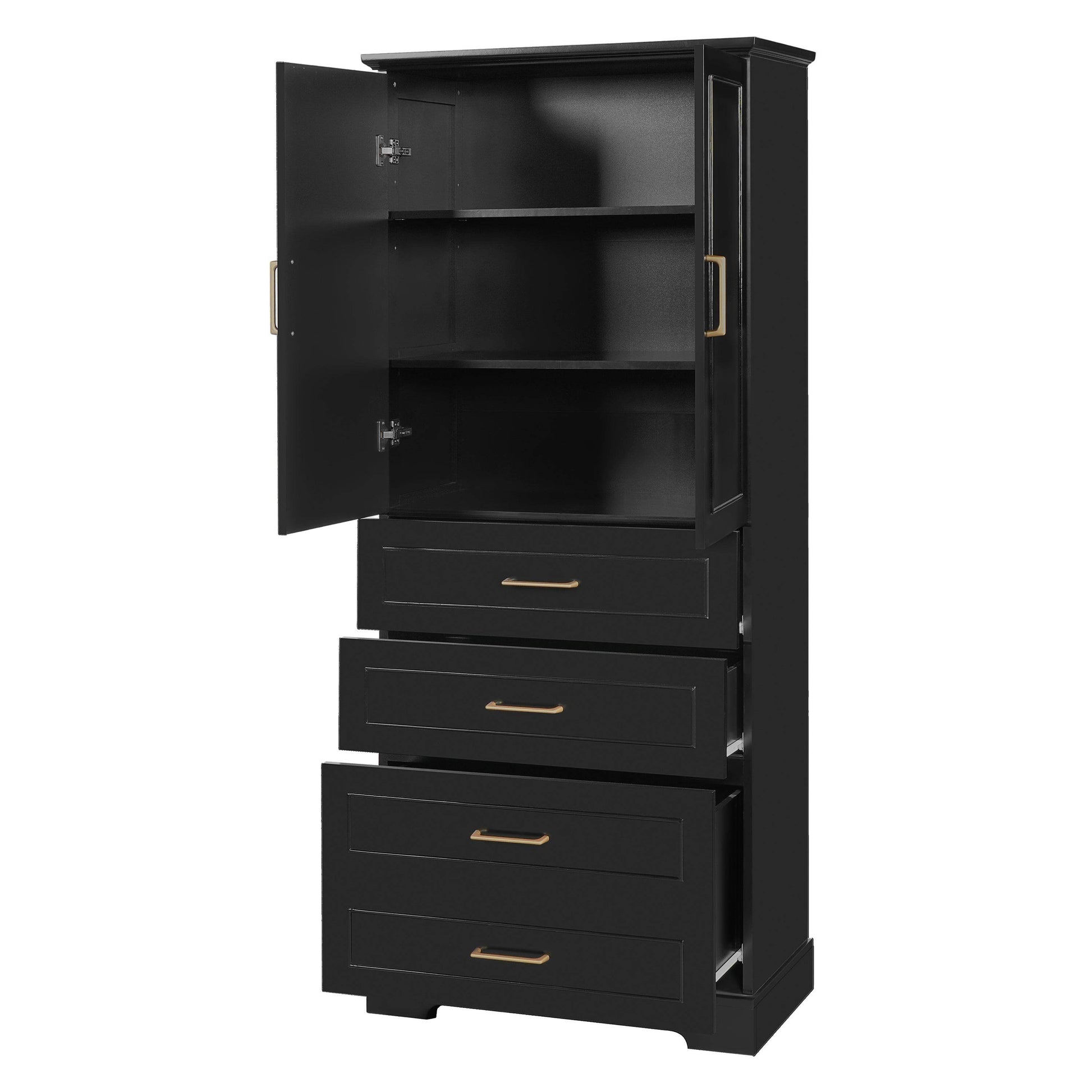 MLNshops 72 inch bathroom cabinet MDF steel Black 4-Drawer