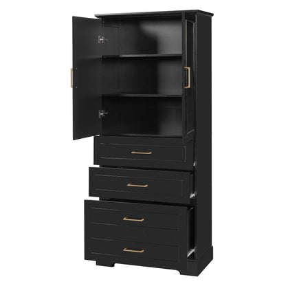 MLNshops 72 inch bathroom cabinet MDF steel Black 4-Drawer