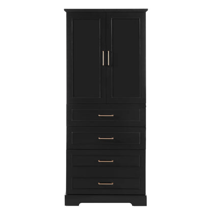MLNshops 72 inch bathroom cabinet MDF steel Black 4-Drawer