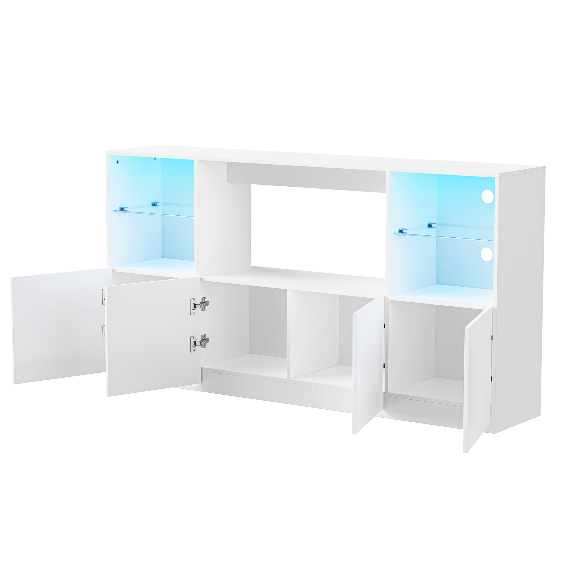MLNshops LED TV stand for 75 inch TV. White Storage Console