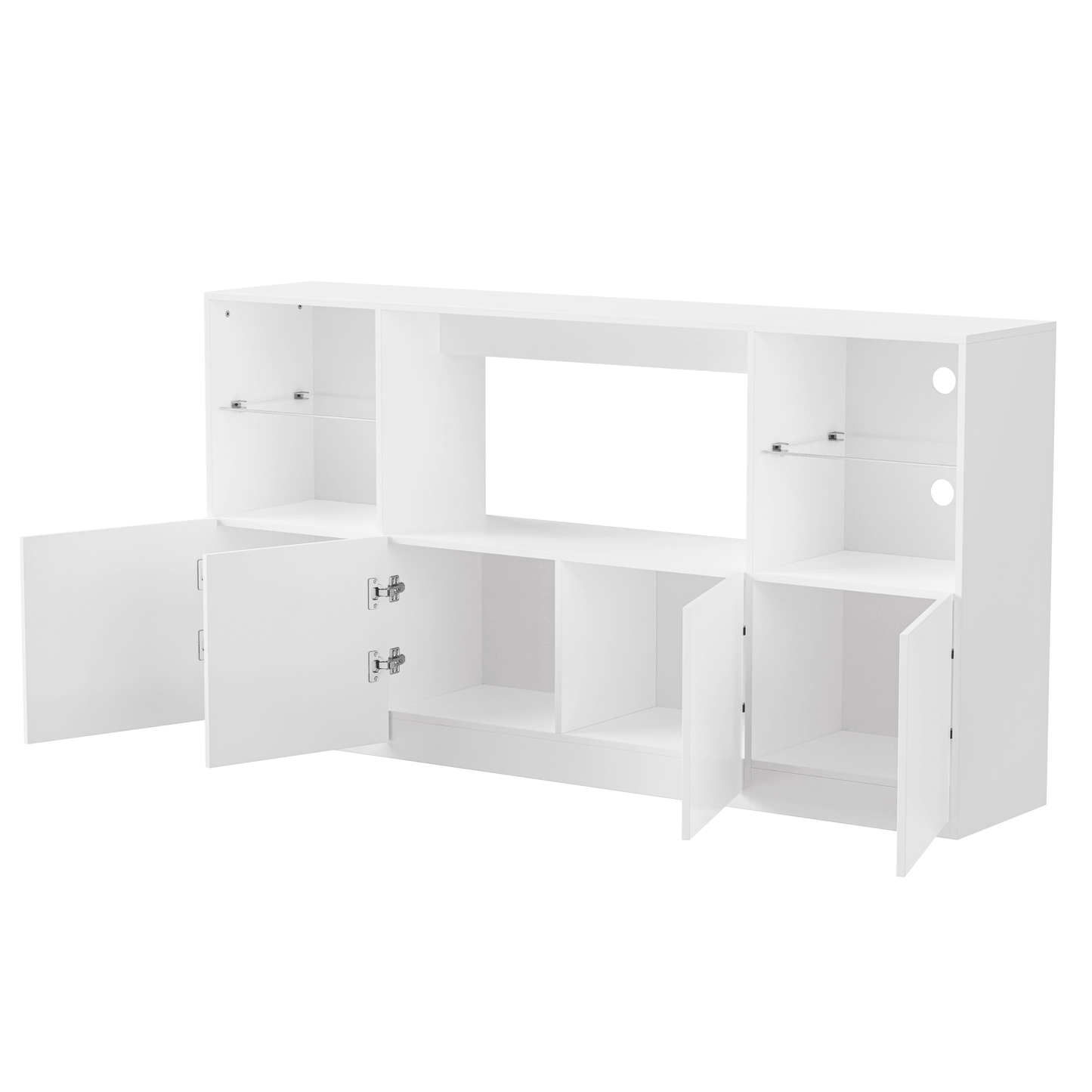 MLNshops LED TV stand for 75 inch TV. White Storage Console