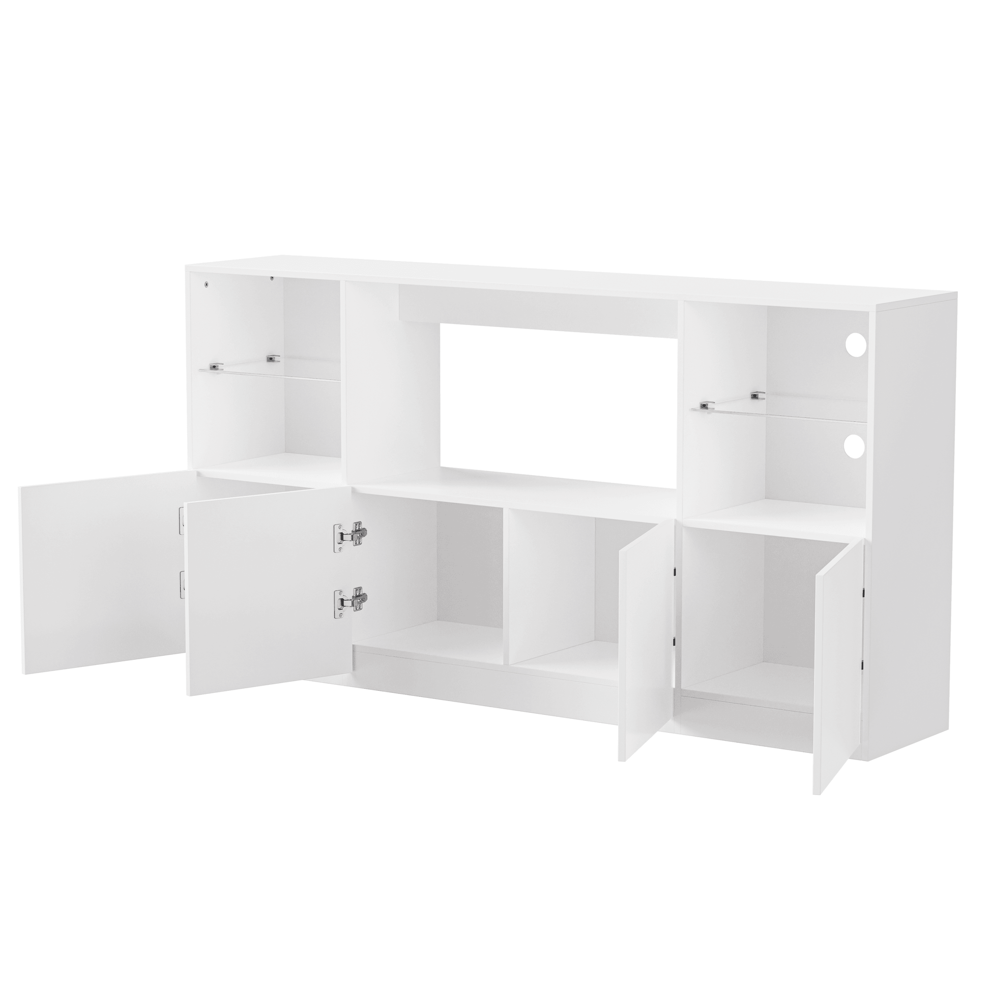 MLNshops LED TV stand for 75 inch TV. White Storage Console