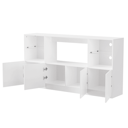 MLNshops LED TV stand for 75 inch TV. White Storage Console