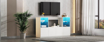MLNshops LED TV stand for 75 inch TV. White Storage Console