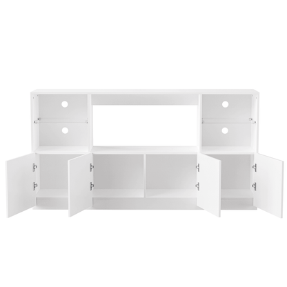 MLNshops LED TV stand for 75 inch TV. White Storage Console