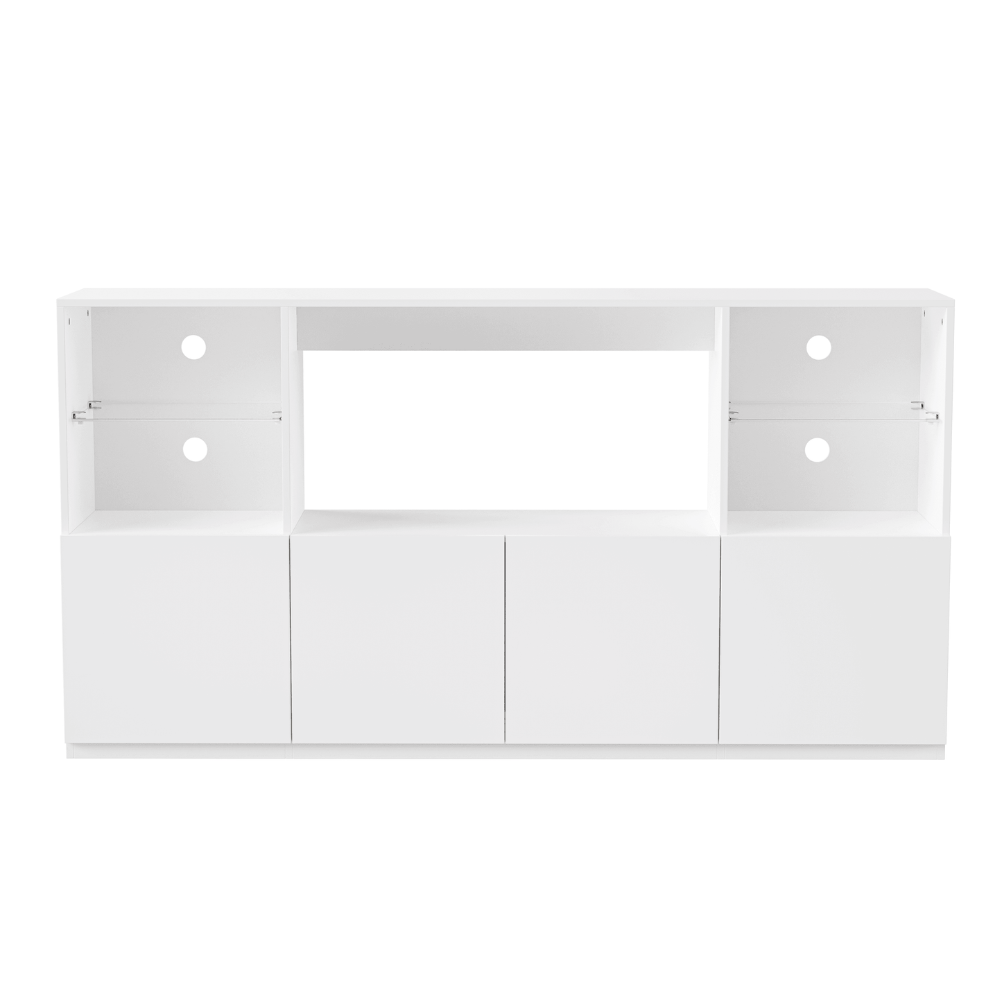 MLNshops LED TV stand for 75 inch TV. White Storage Console