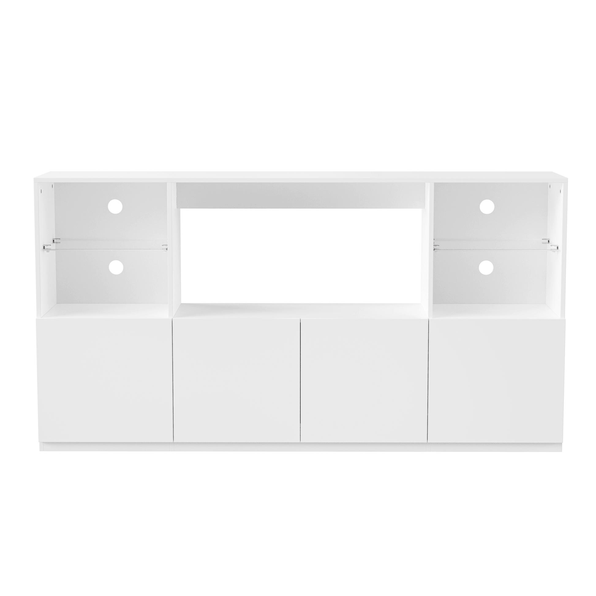 MLNshops LED TV stand for 75 inch TV. White Storage Console