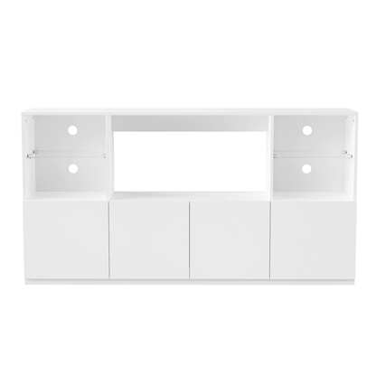 MLNshops LED TV stand for 75 inch TV. White Storage Console