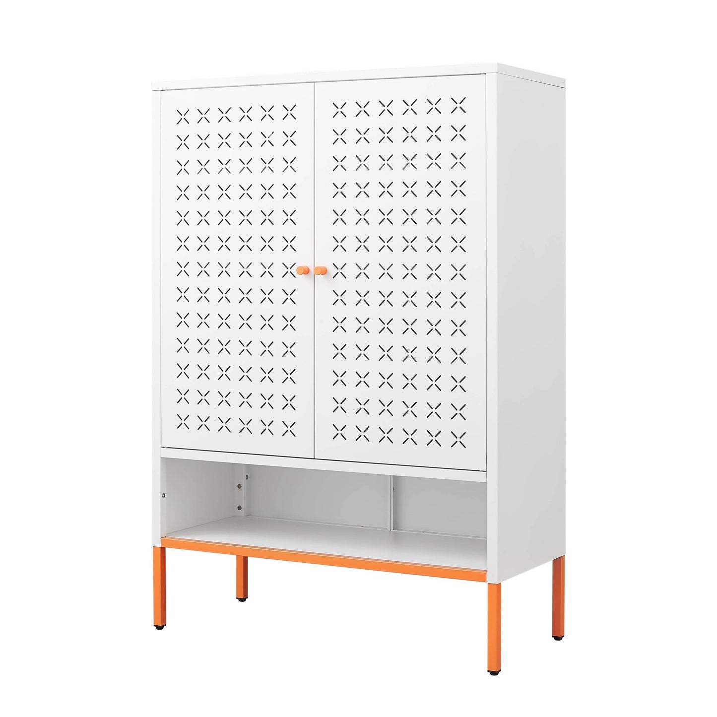MLNshops white metal shoe cabinet - Perforated 5-Shelf