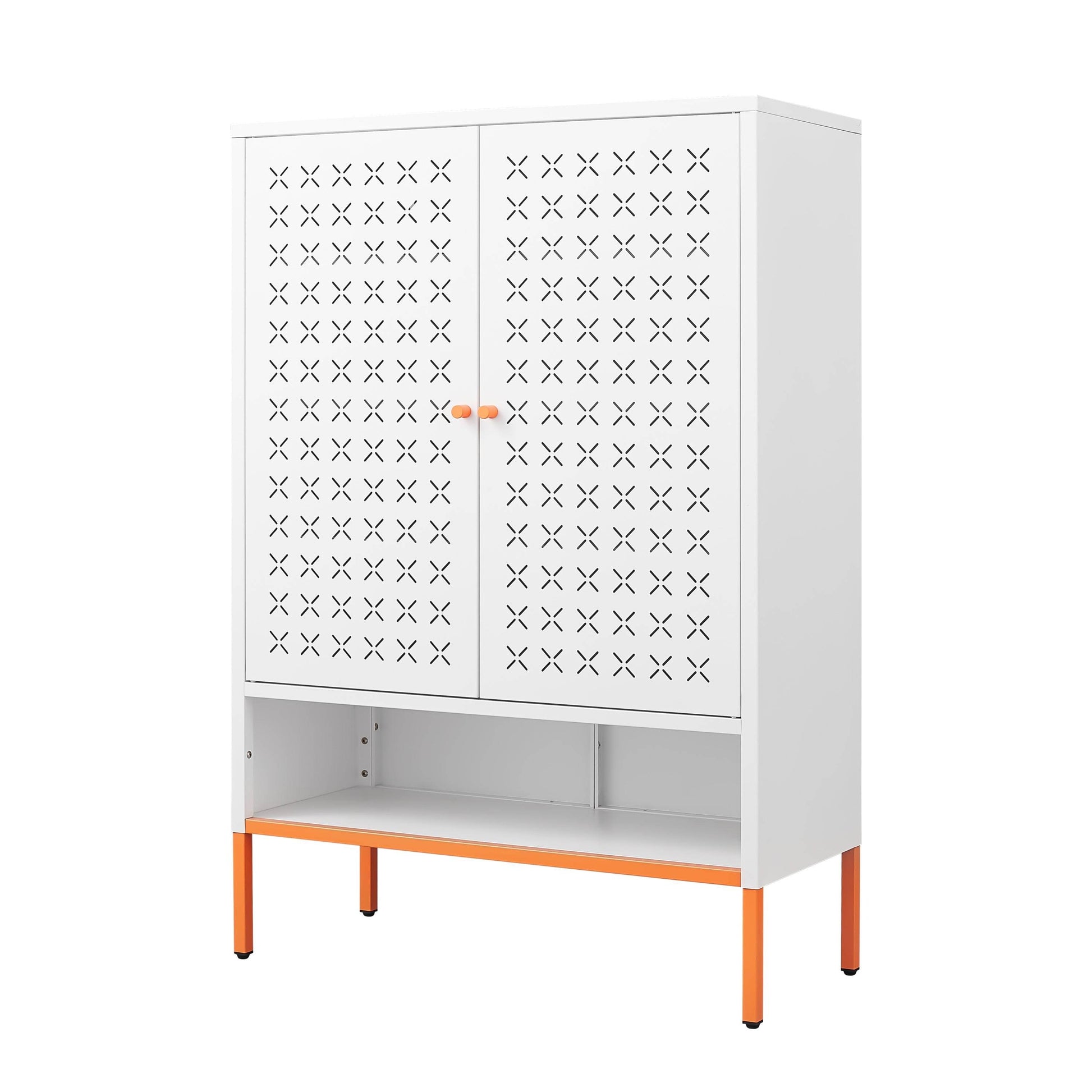 MLNshops white metal shoe cabinet - Perforated 5-Shelf