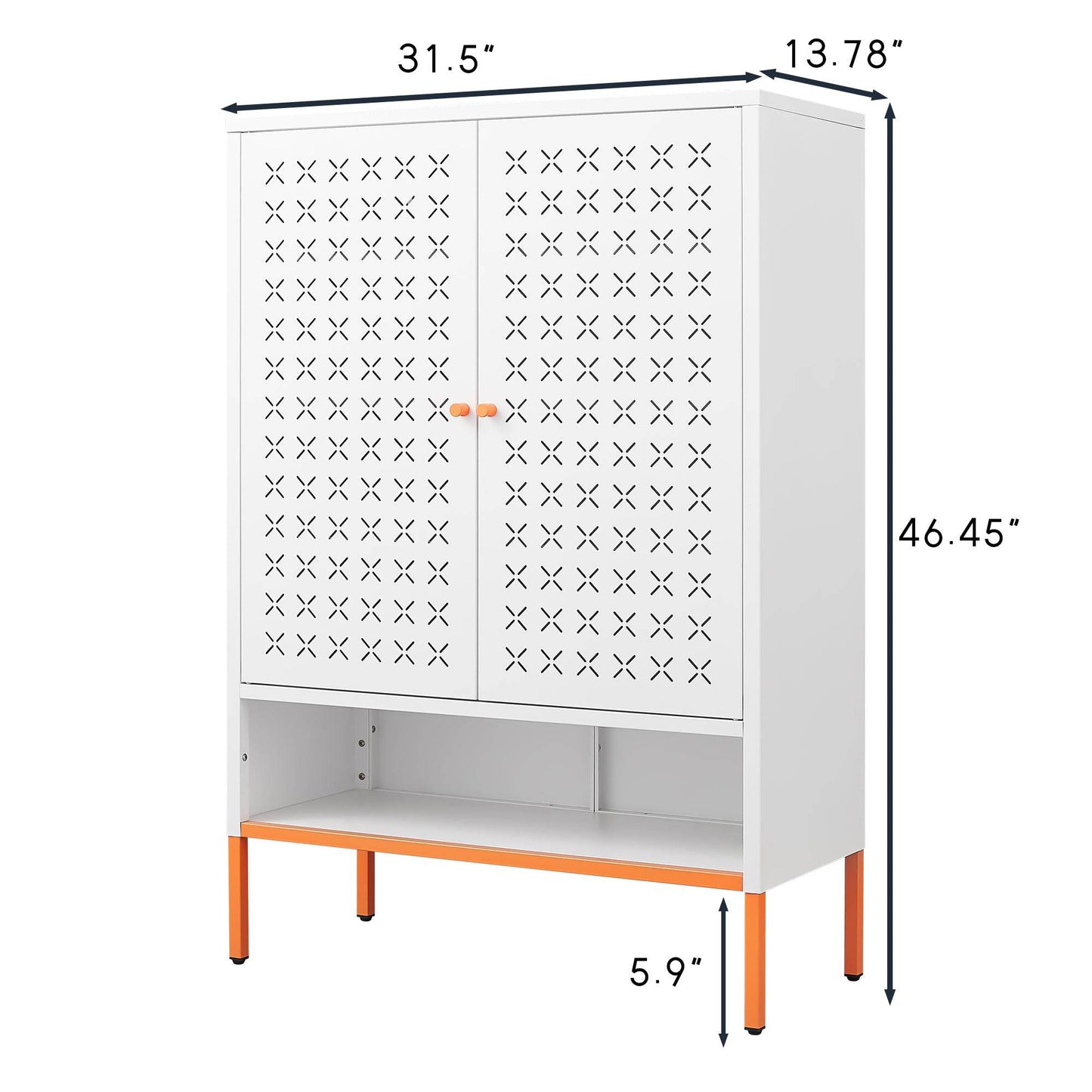 MLNshops white metal shoe cabinet - Perforated 5-Shelf
