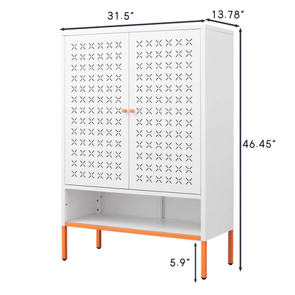 MLNshops white metal shoe cabinet - Perforated 5-Shelf