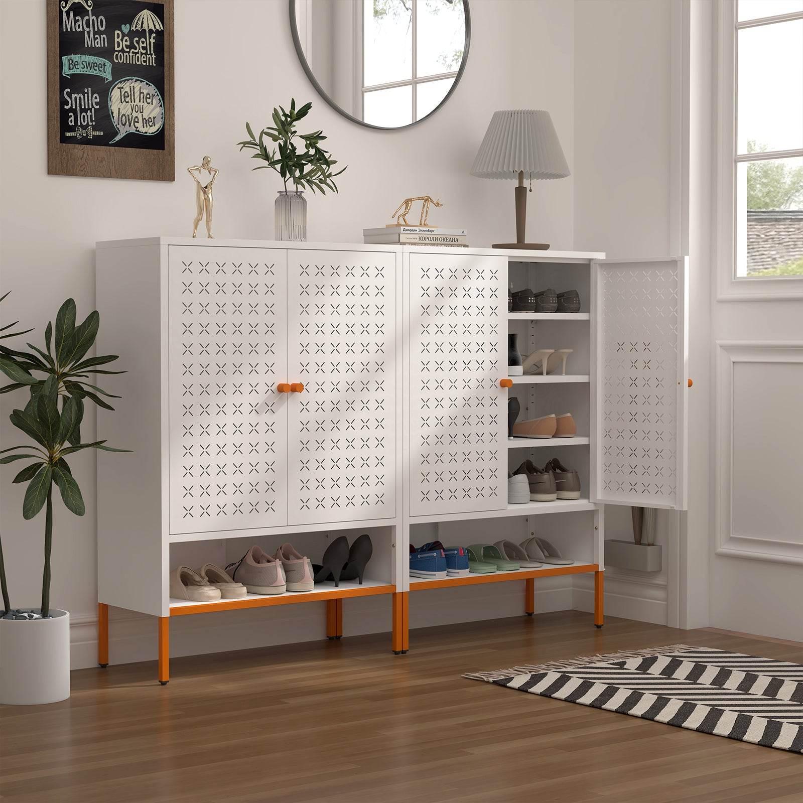 MLNshops white metal shoe cabinet - Perforated 5-Shelf