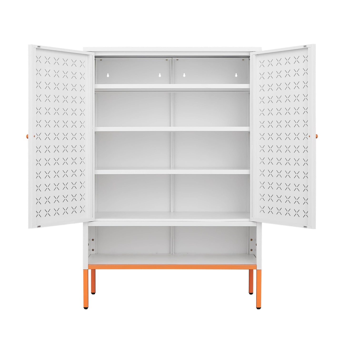 MLNshops white metal shoe cabinet - Perforated 5-Shelf