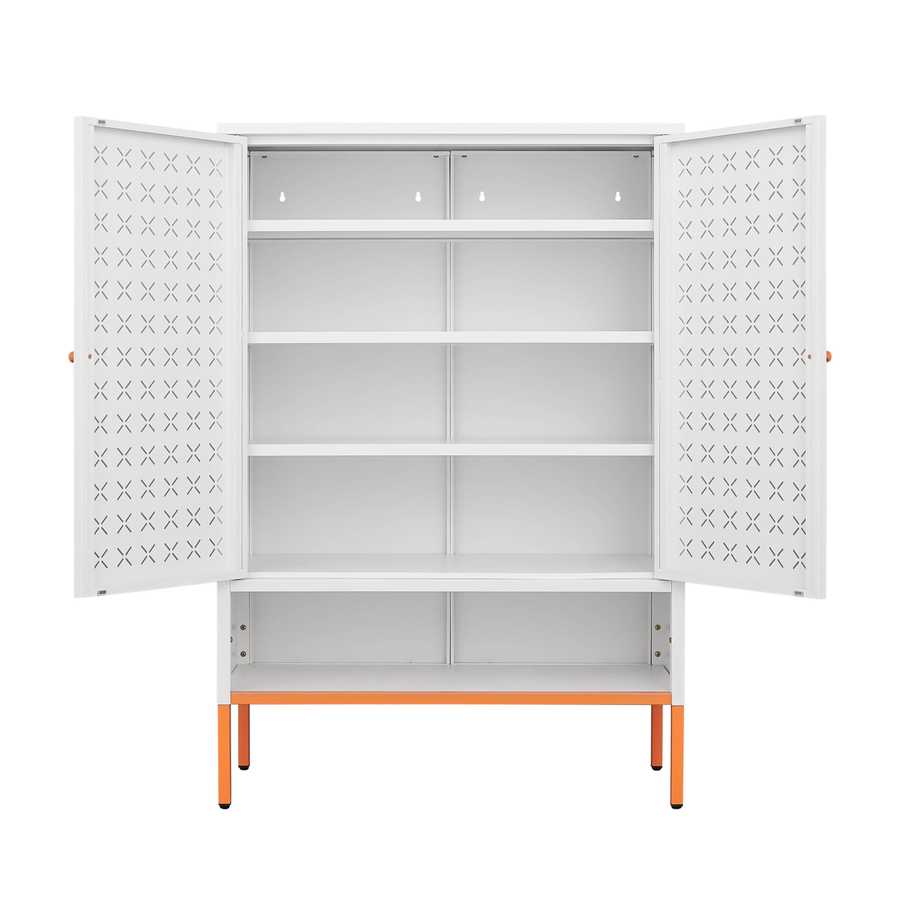 MLNshops white metal shoe cabinet - Perforated 5-Shelf