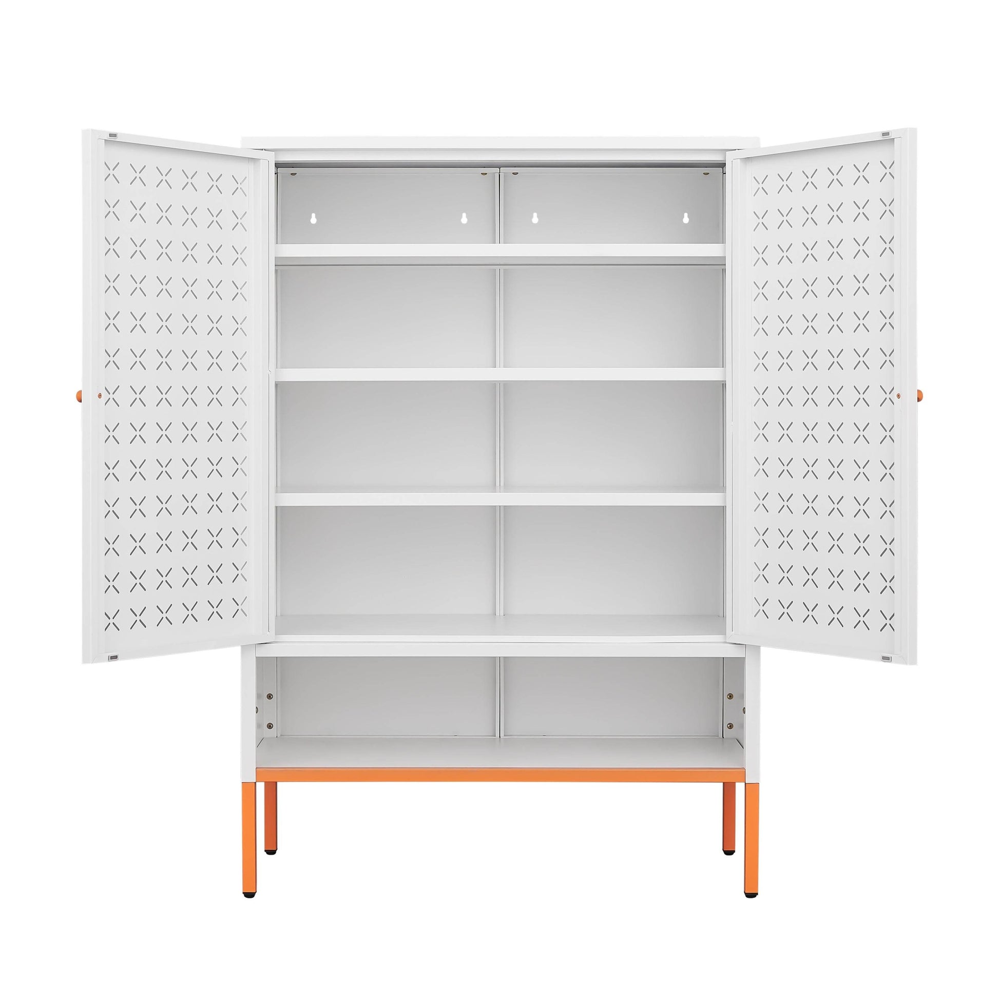 MLNshops white metal shoe cabinet - Perforated 5-Shelf