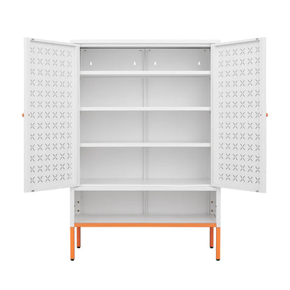 MLNshops white metal shoe cabinet - Perforated 5-Shelf