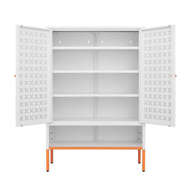MLNshops white metal shoe cabinet - Perforated 5-Shelf