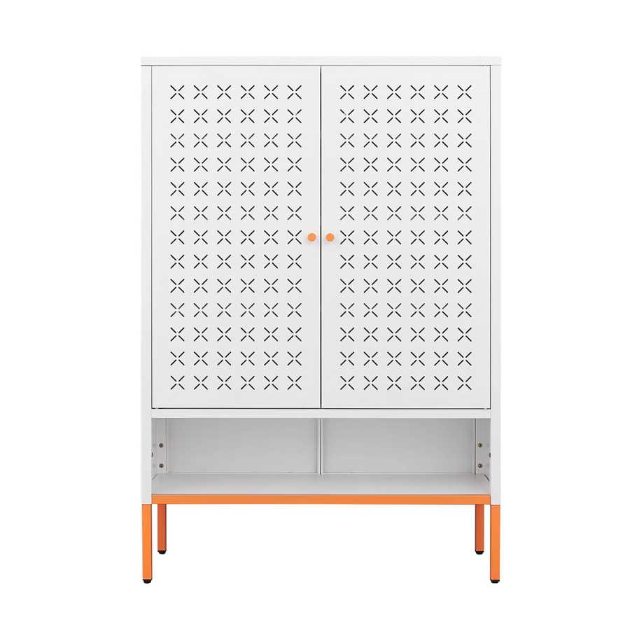 MLNshops white metal shoe cabinet - Perforated 5-Shelf