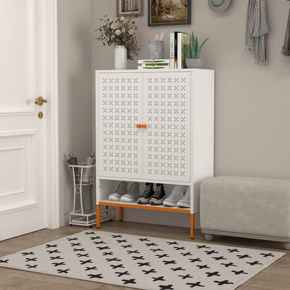 MLNshops white metal shoe cabinet - Perforated 5-Shelf