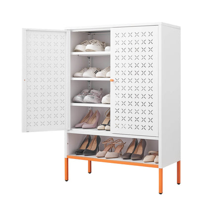 MLNshops white metal shoe cabinet - Perforated 5-Shelf Default