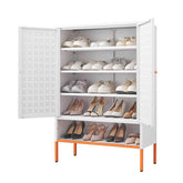 MLNshops white metal shoe cabinet - Perforated 5-Shelf