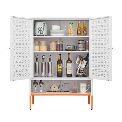 MLNshops white metal shoe cabinet - Perforated 5-Shelf