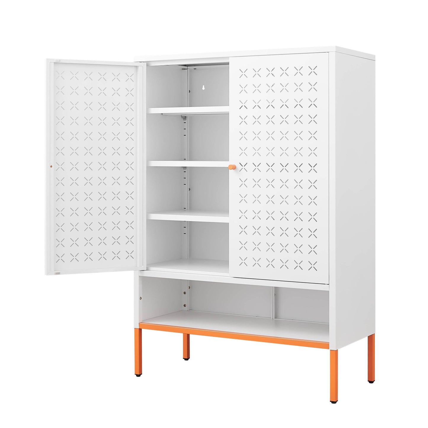 MLNshops white metal shoe cabinet - Perforated 5-Shelf