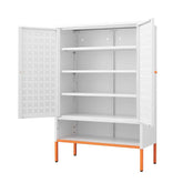 MLNshops white metal shoe cabinet - Perforated 5-Shelf
