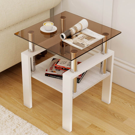 MLNshops 2-Piece modern tempered glass coffee table set
