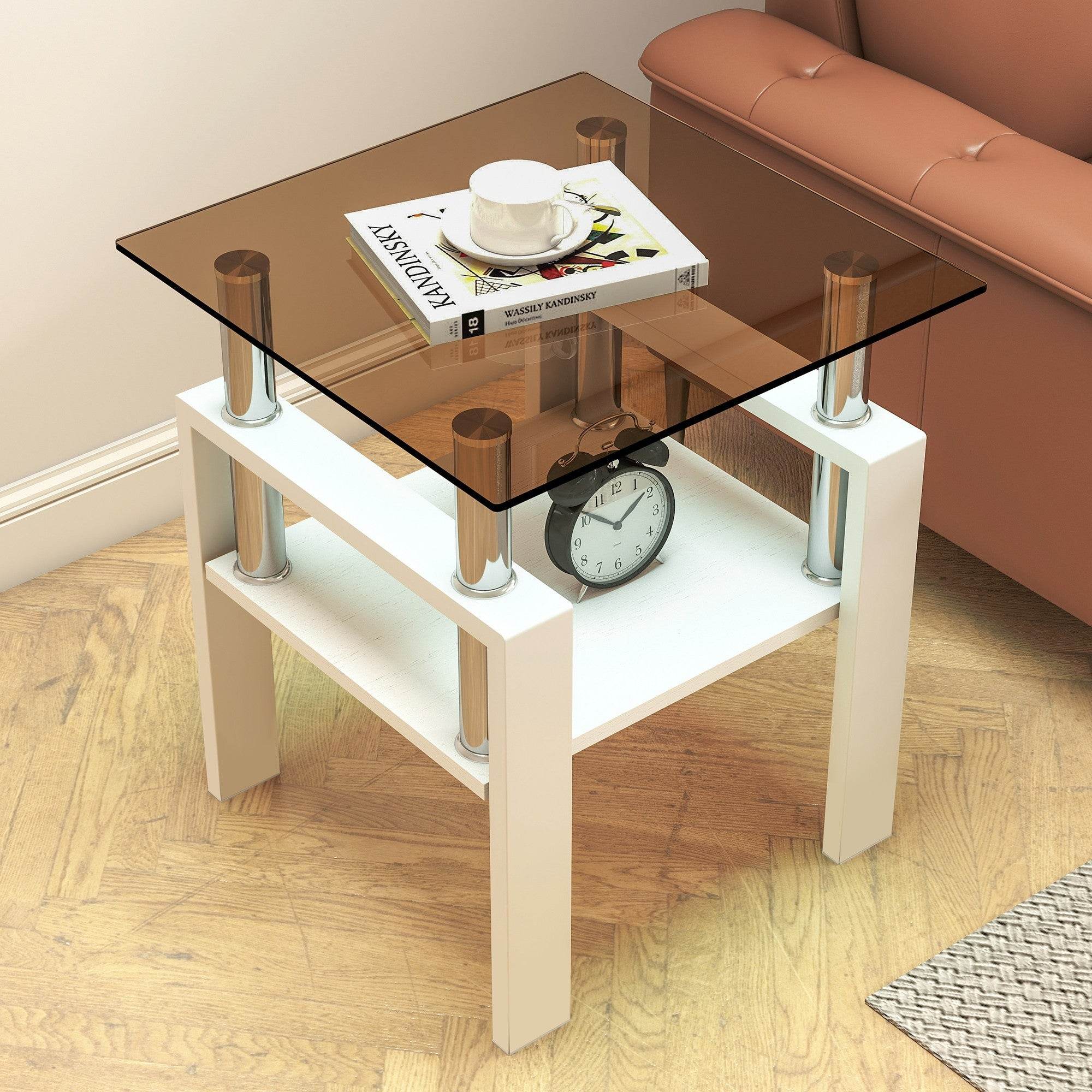 MLNshops 2-Piece modern tempered glass coffee table set