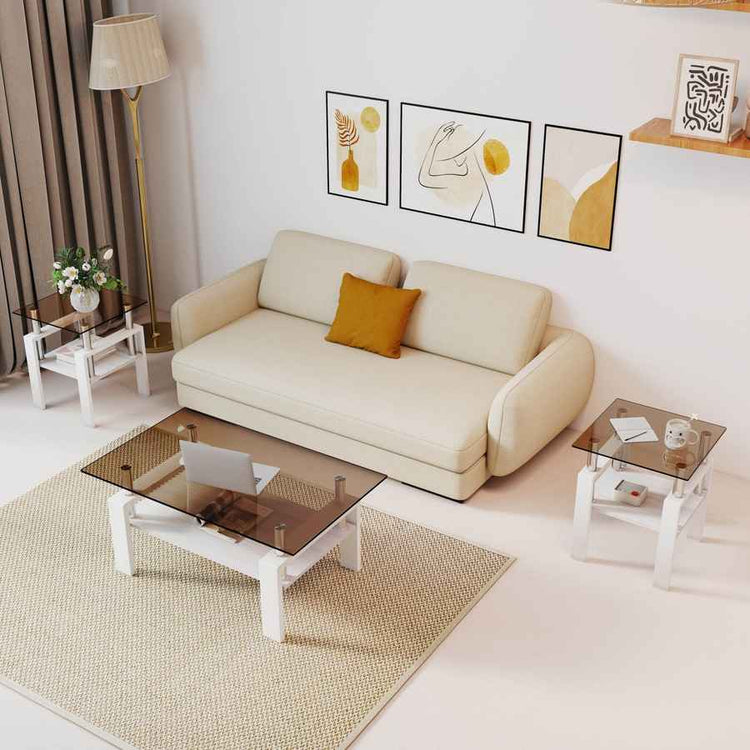 MLNshops 2-Piece modern tempered glass coffee table set