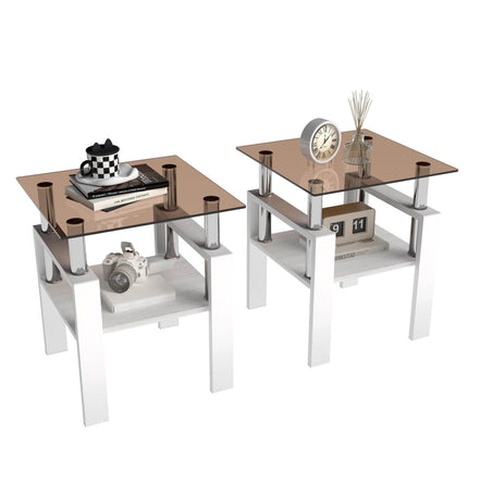 MLNshops 2-Piece modern tempered glass coffee table set