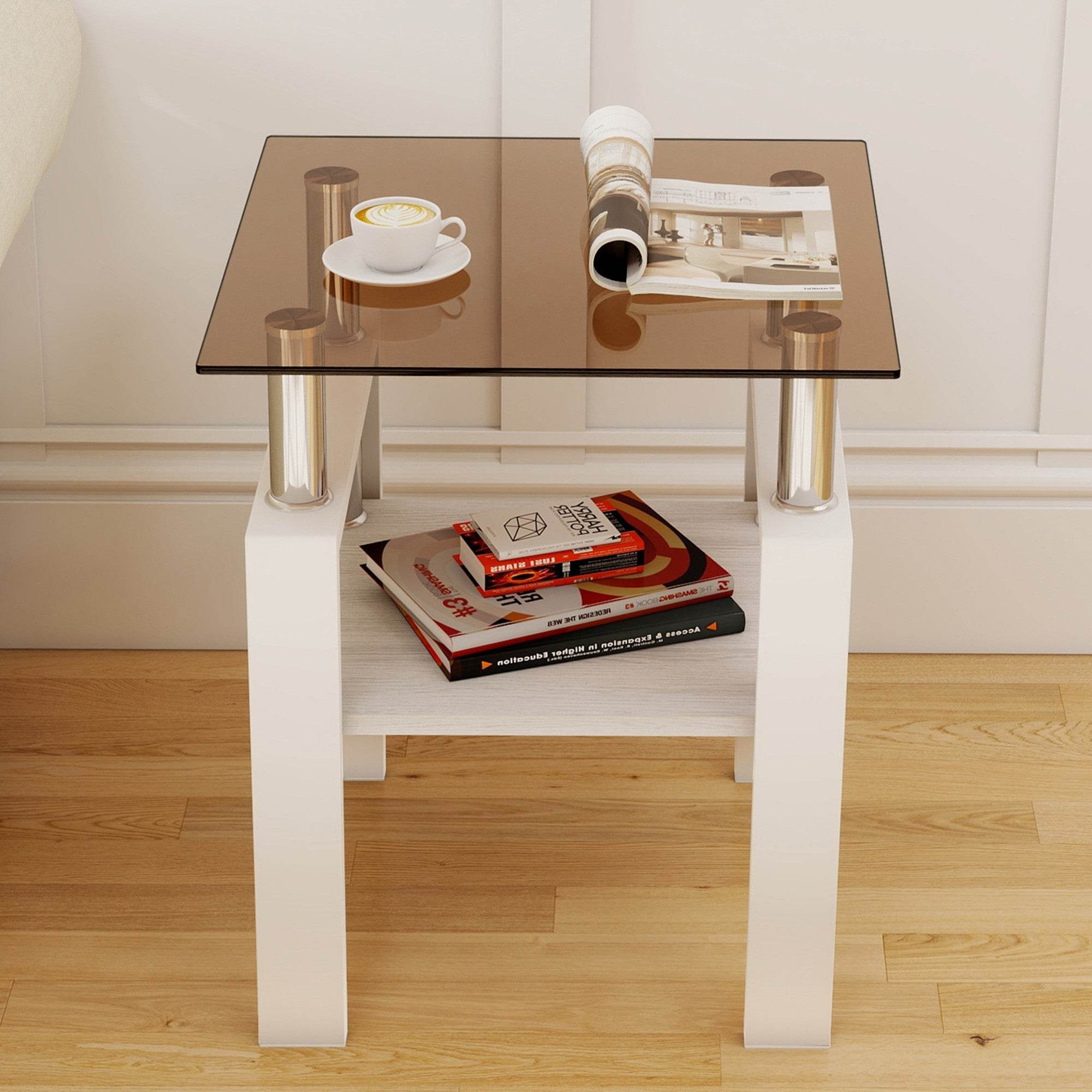 MLNshops 2-Piece modern tempered glass coffee table set