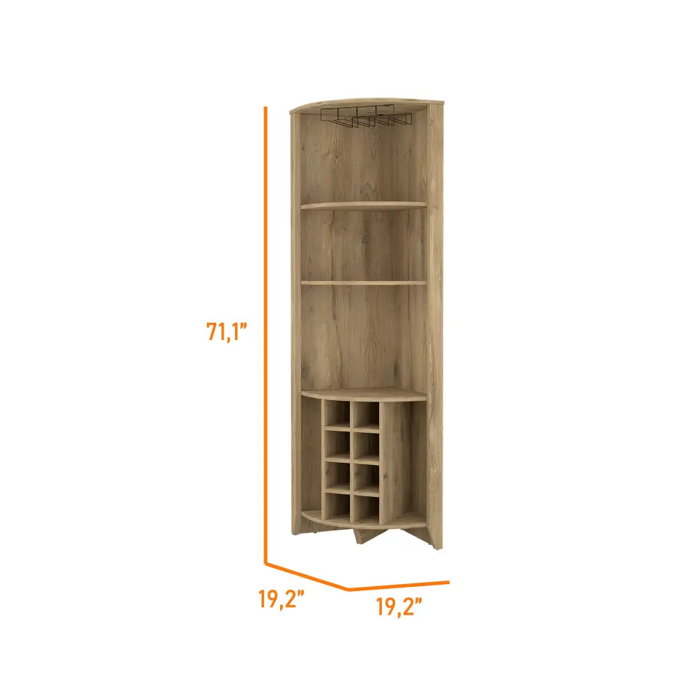 Morgana 8-Bottle 5-Shelf Corner Bar Cabinet Macadamia MLNshops]