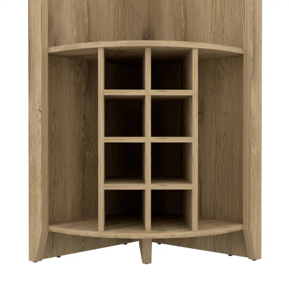 Morgana 8-Bottle 5-Shelf Corner Bar Cabinet Macadamia MLNshops]