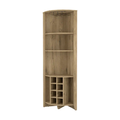 Morgana 8-Bottle 5-Shelf Corner Bar Cabinet Macadamia MLNshops]