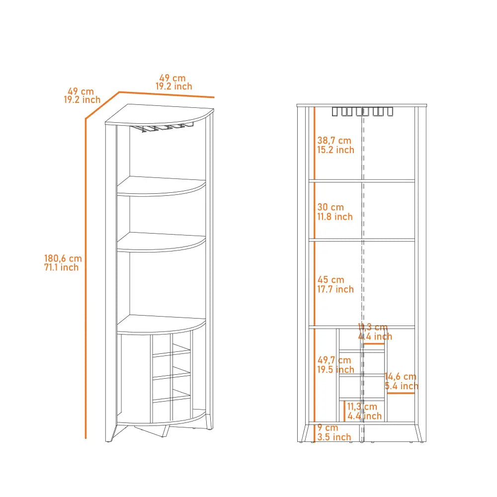 Morgana 8-Bottle 5-Shelf Corner Bar Cabinet Macadamia MLNshops]