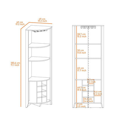 Morgana 8-Bottle 5-Shelf Corner Bar Cabinet Macadamia MLNshops]