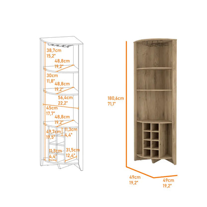 Morgana 8-Bottle 5-Shelf Corner Bar Cabinet Macadamia MLNshops]