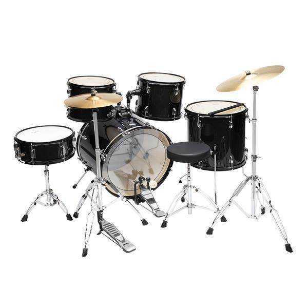mlnshops 5-Piece Black full size adult drum set with cymbals