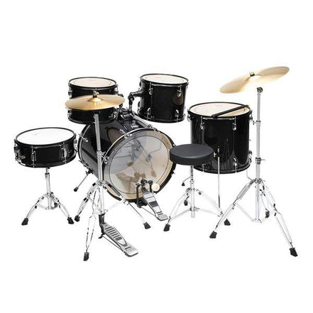 mlnshops 5-Piece Black full size adult drum set with cymbals