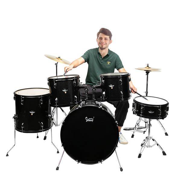 mlnshops 5-Piece Black full size adult drum set with cymbals