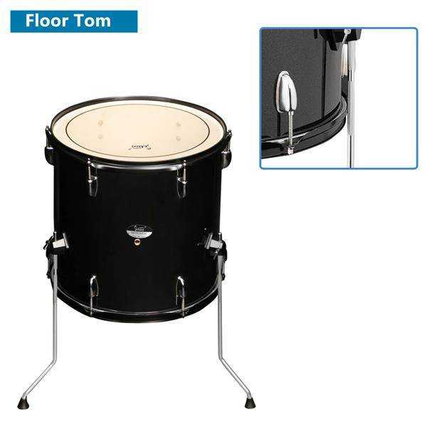 mlnshops 5-Piece Black full size adult drum set with cymbals